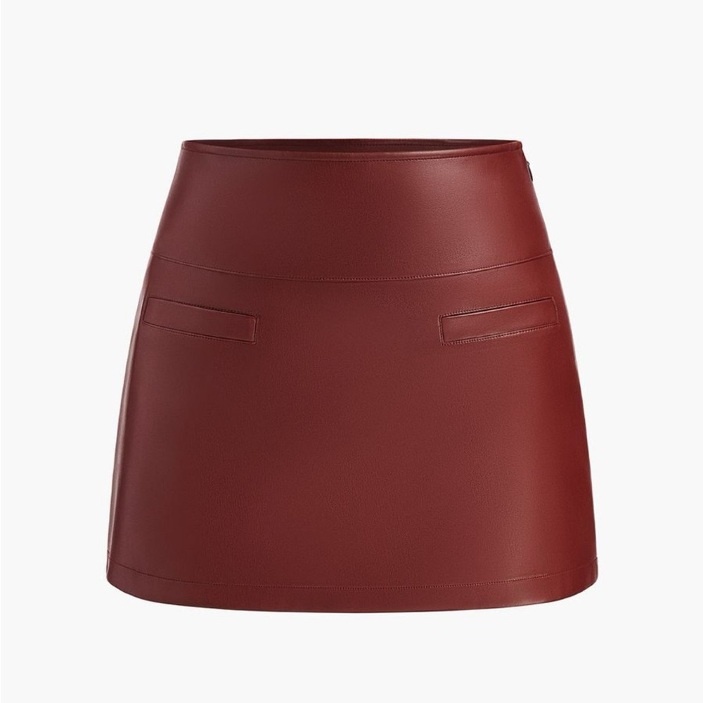 A- line faux leather mini skirt